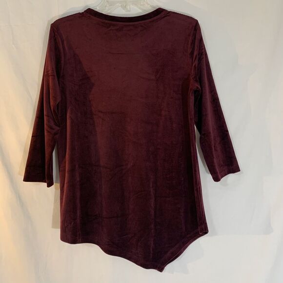 Westbound Tunic Women Small Maroon Velvet Lagenlook Asymmetrical Barbie Core - Picture 2 of 6